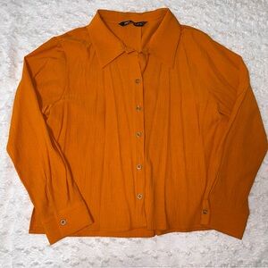 NWOT Zara women’s long sleeve burnt orange top (medium)